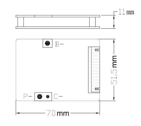 BMS Li-ion 13S 20A Size